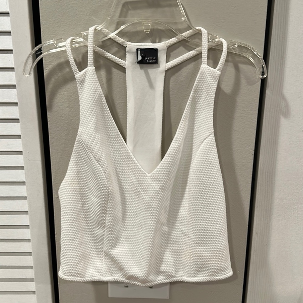 White summer halter crop top
